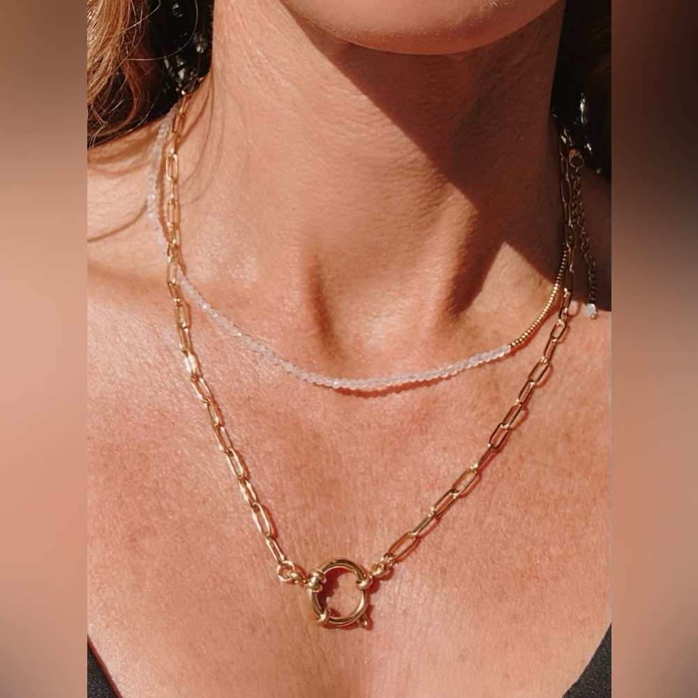 Paperclip Chain Necklace Gold Toggle Clasp Necklace Waterproof Charm Necklace - Picture 10 of 14